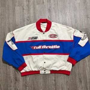 Vintage Hot Wheels Racing Jacket Full Throttle 96 Oversized 3X Red Blue White